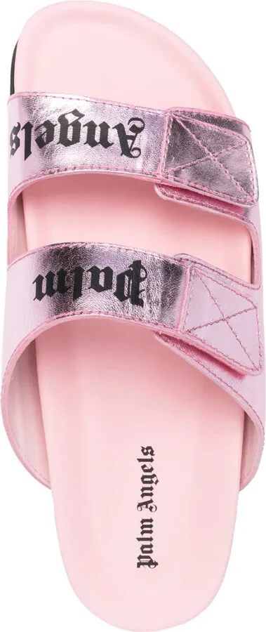 Logo-Print Leather Flat Sandals - Image 4