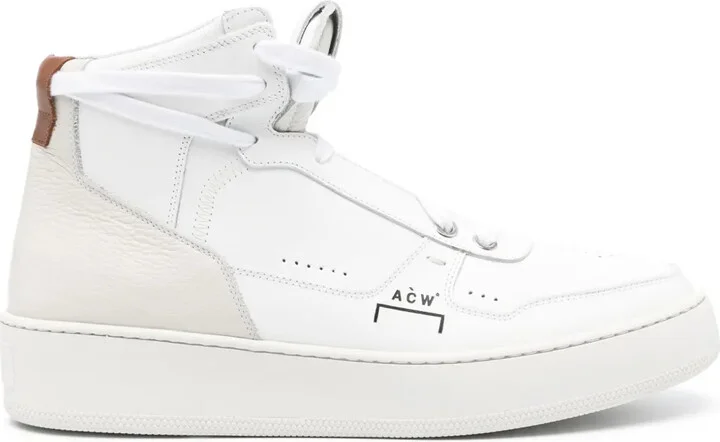 Logo-Print Leather Hi-Top Sneakers