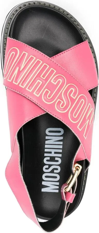 Logo-Print Leather Platform Sandals - Image 4