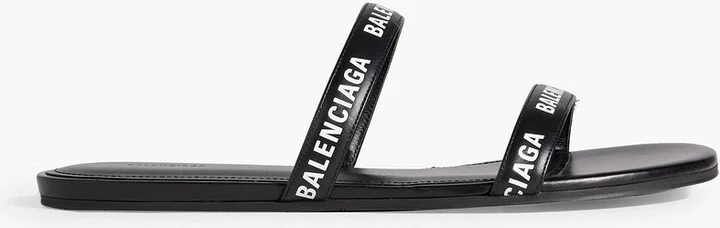 Logo-print leather sandals