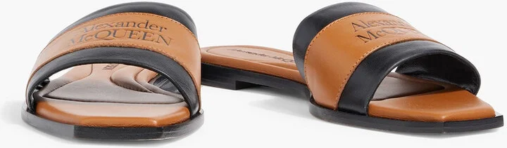 Logo-print leather slides - Image 2