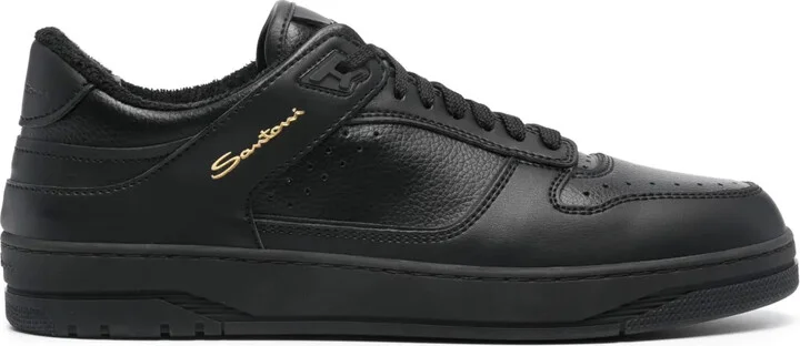 Logo-Print Leather Sneakers