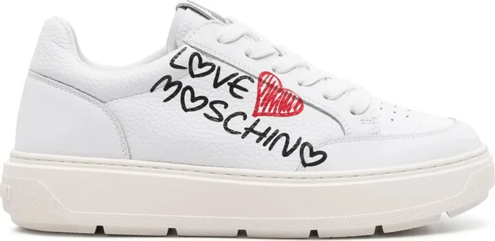 Logo-Print Leather Sneakers