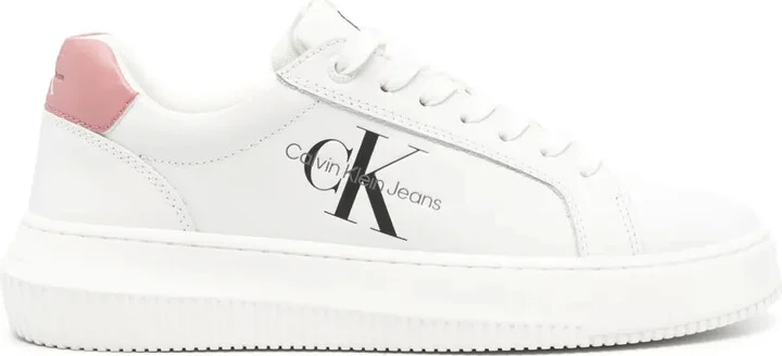 Logo-Print Leather Sneakers