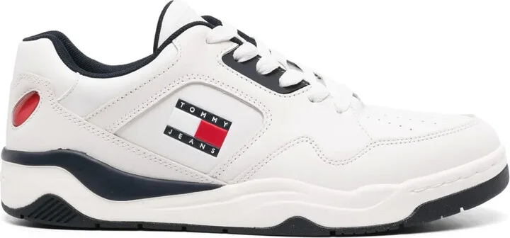 Logo-Print Leather Sneakers