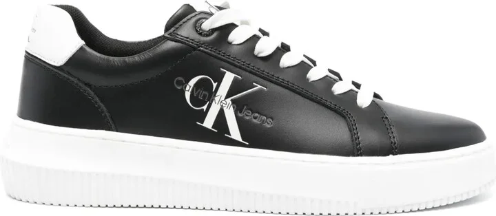 Logo-Print Leather Sneakers