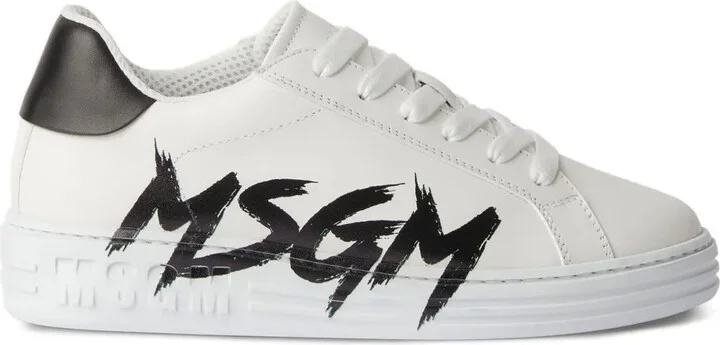 Logo-Print Leather Sneakers