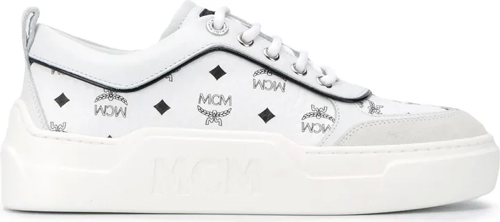Logo-Print Leather Sneakers