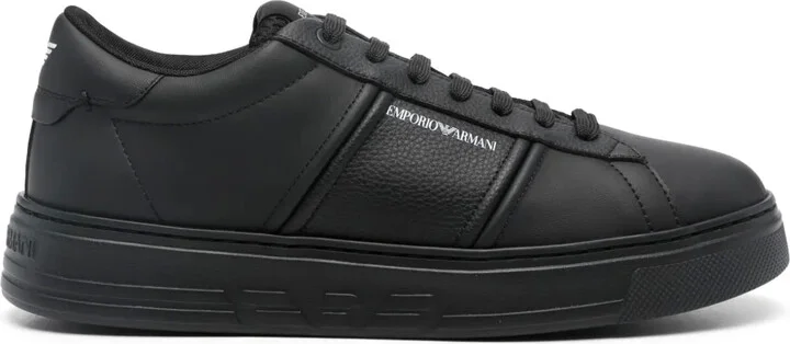 Logo-Print Leather Sneakers