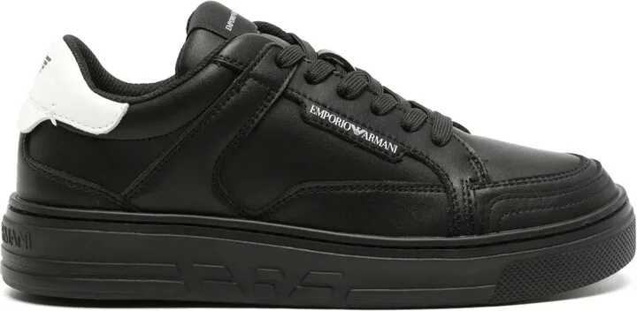 Logo-Print Leather Sneakers