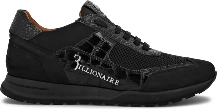 Logo-Print Panelled Leather Sneakers