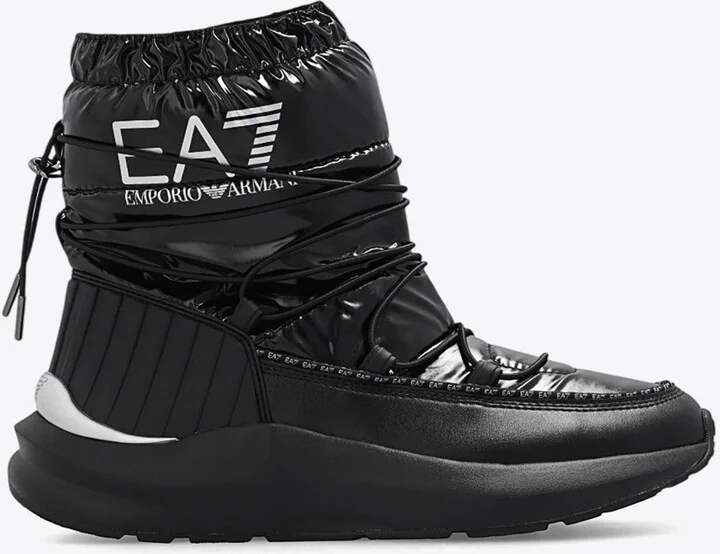 Logo Print Quilted Snow Boots