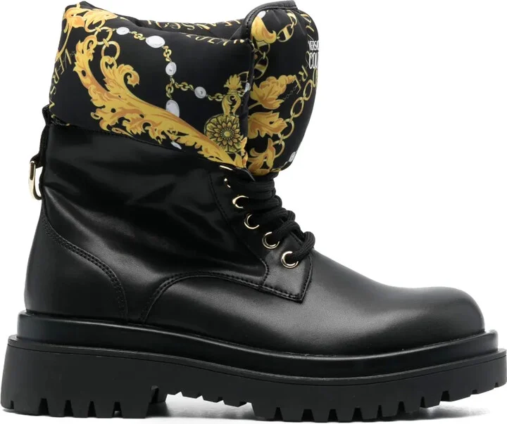 Logo-Print Round-Toe Boots