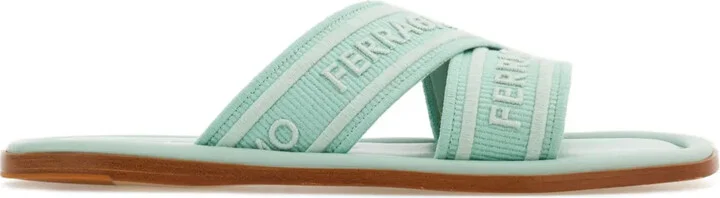 Logo-Print Round-Toe Slides