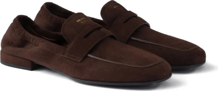 Logo-Print Suede Loafers - Image 2