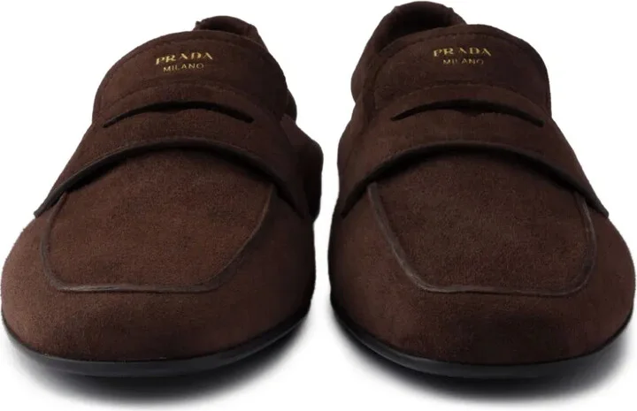 Logo-Print Suede Loafers - Image 3