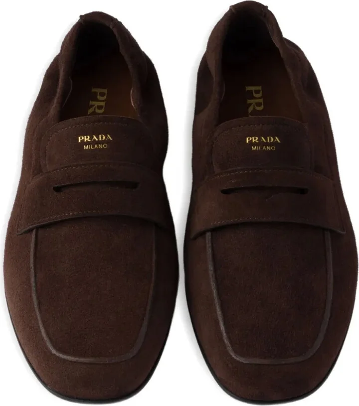 Logo-Print Suede Loafers - Image 4