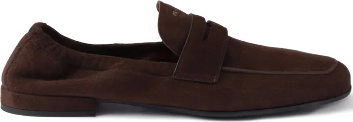 Logo-Print Suede Loafers