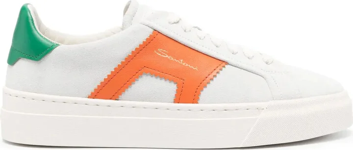 Logo-Print Suede Sneakers
