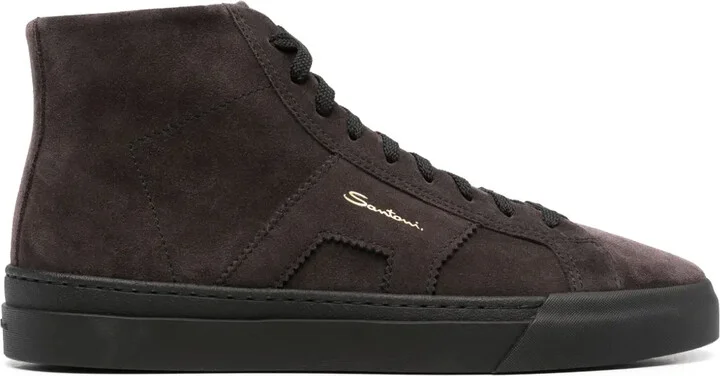 Logo-Print Suede Sneakers
