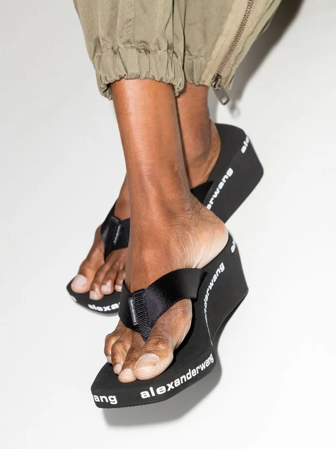 Logo-Print Wedge Flip Flops - Image 3