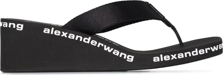 Logo-Print Wedge Flip Flops