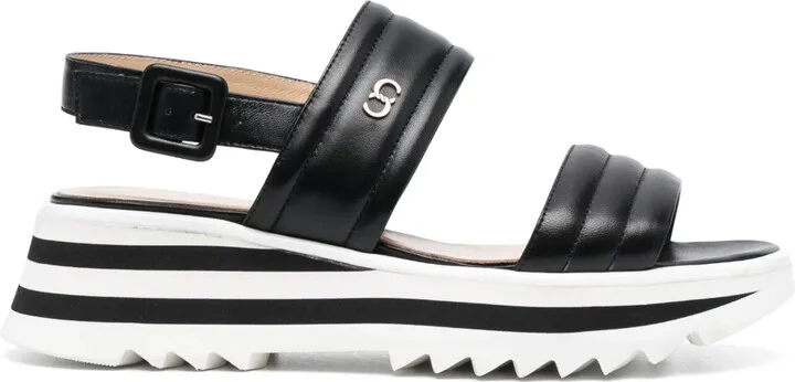 Logo-Print Wedge Sandals
