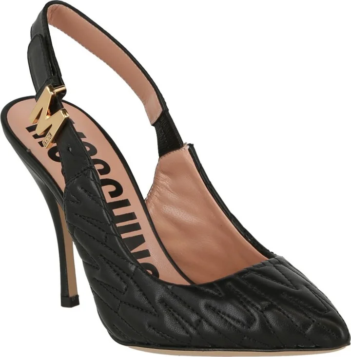 Logo Quilt Leather Slingback Pump