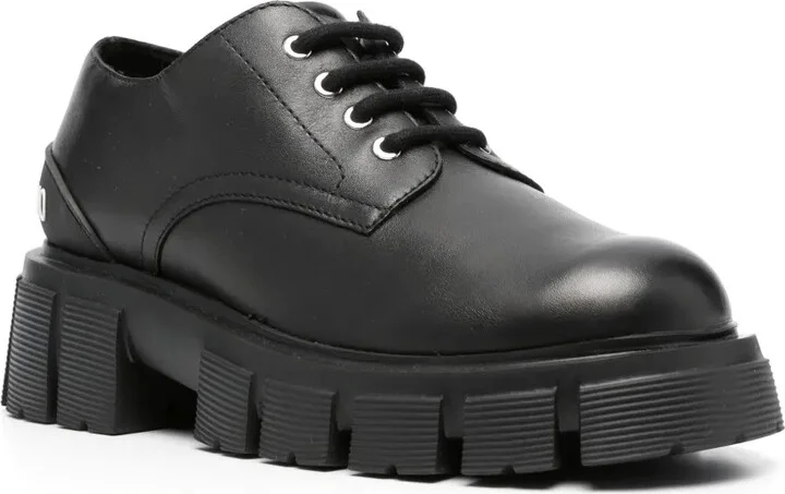 logo-raised detail leather Derby shoes - Image 2