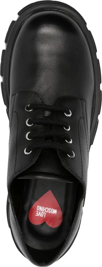 logo-raised detail leather Derby shoes - Image 4