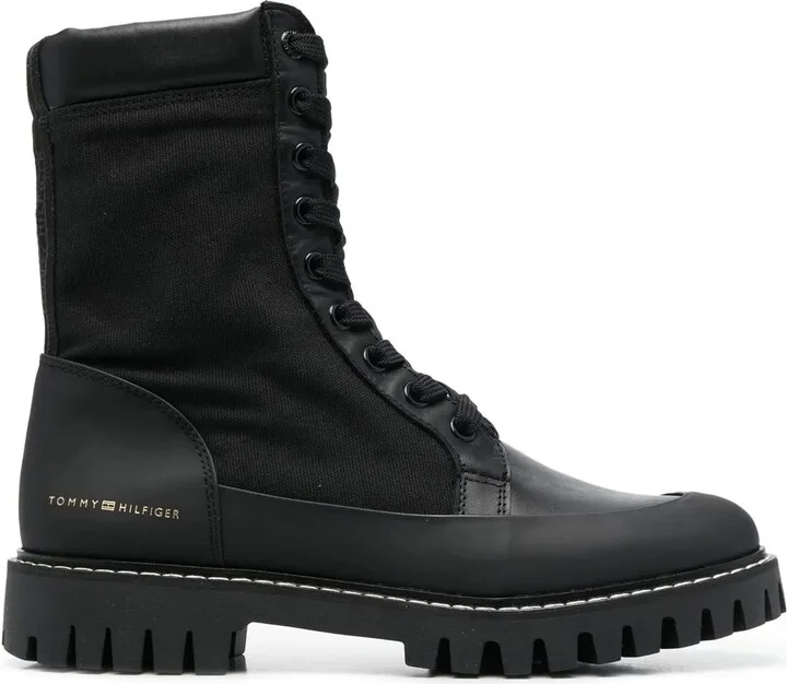Logo-Stamp Lace-Up Boots
