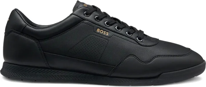 Logo-Stamp Leather Sneakers
