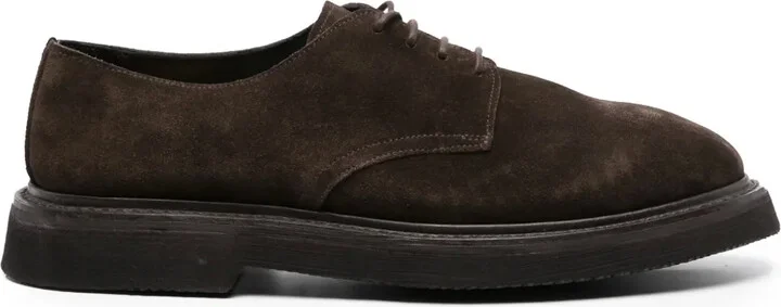 Logo-Stamp Suede Derby Shoes