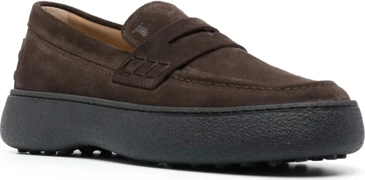 Logo-Stamped Suede Penny Loafers - Image 2