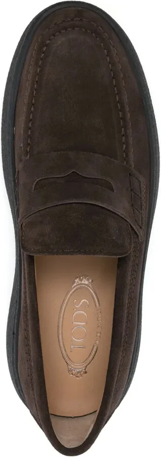 Logo-Stamped Suede Penny Loafers - Image 4