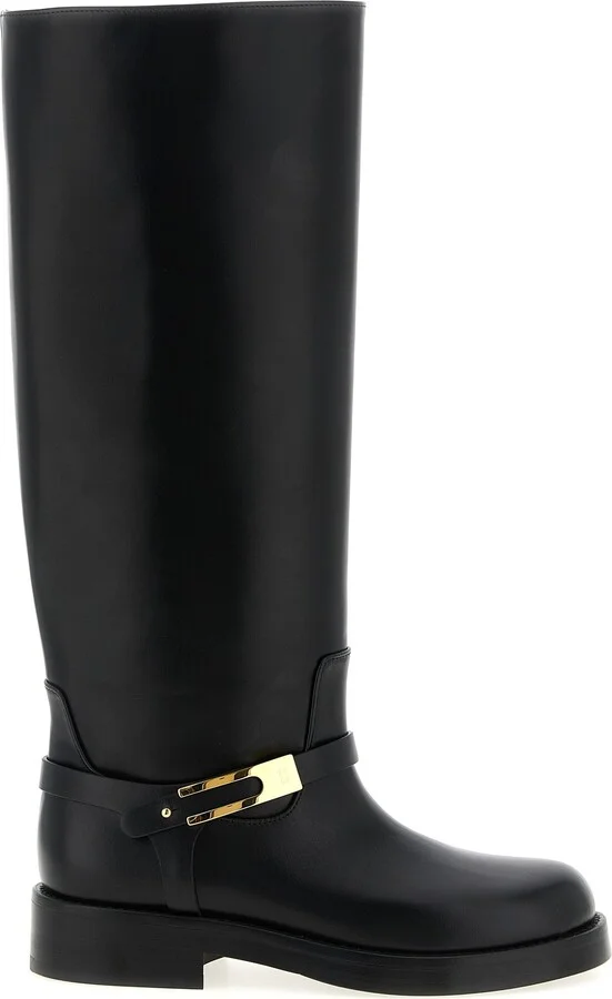 Logo Strap Boots Boots And Ankle Boots Black