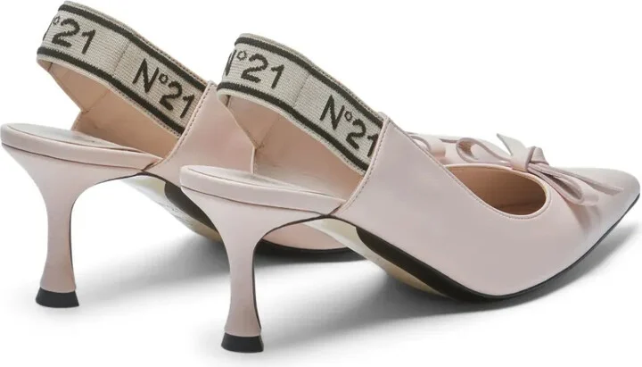 Logo-Strap Bow Leather Pumps - Image 3