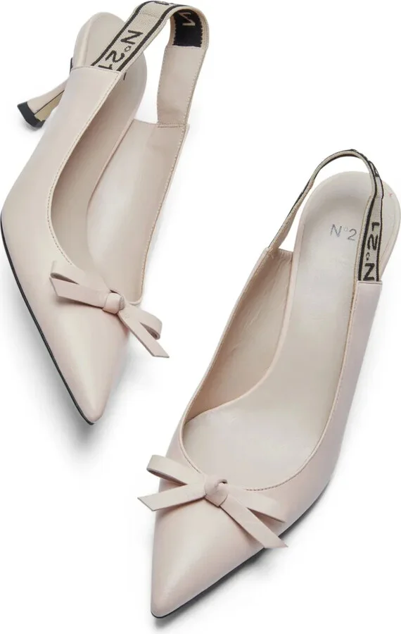 Logo-Strap Bow Leather Pumps - Image 4