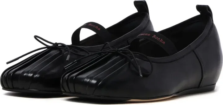 Logo-Strap Leather Ballerina Shoes - Image 2