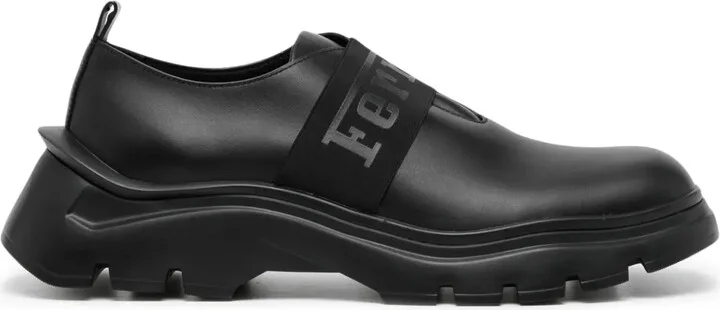 Logo-Strap Leather Sneakers