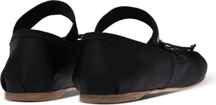 Logo-Strap Satin Ballerina Pumps - Image 3