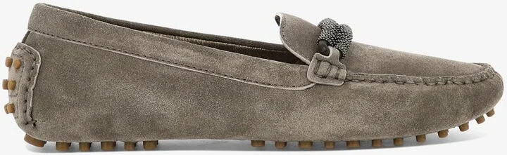 Logo Strap Suede Loafers