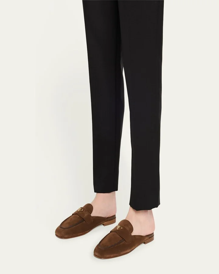 Logo Suede Loafer Mules - Image 11
