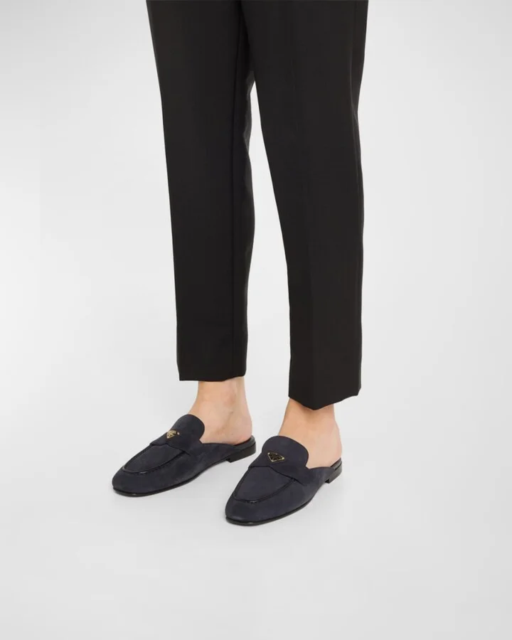 Logo Suede Loafer Mules - Image 7