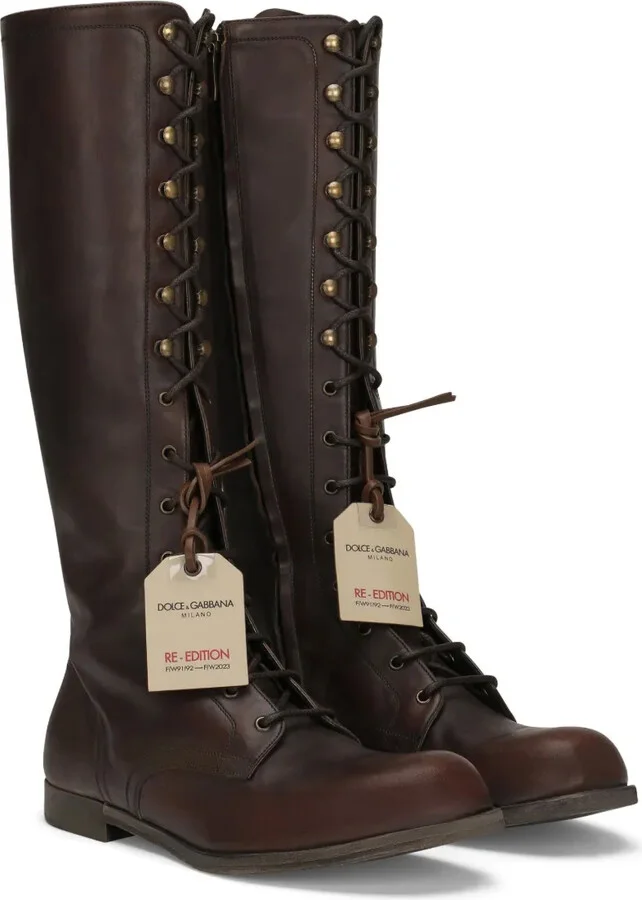 Logo-Tag Lace-Up Leather Boots - Image 2