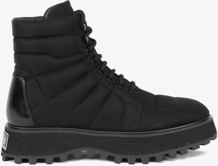 Logo Tag Padded Lace-Up Boots