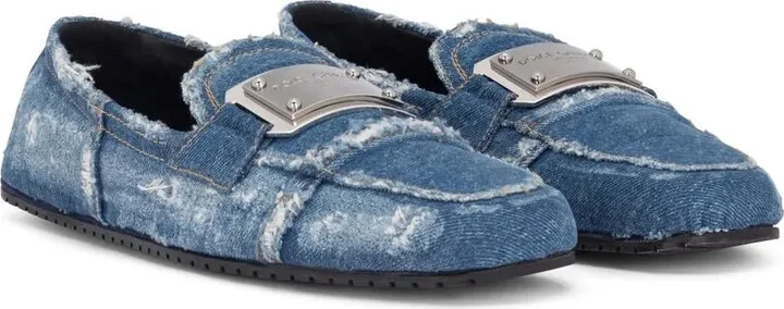 Logo-Tag Patchwork-Denim Loafers - Image 2