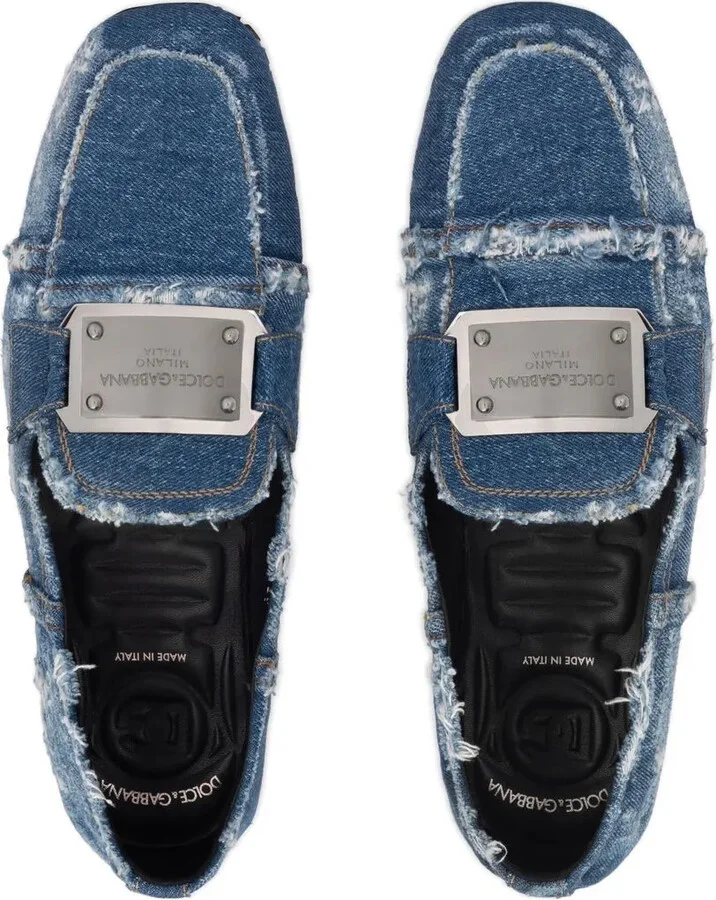 Logo-Tag Patchwork-Denim Loafers - Image 4