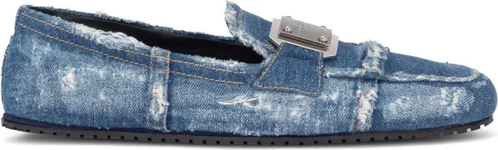 Logo-Tag Patchwork-Denim Loafers