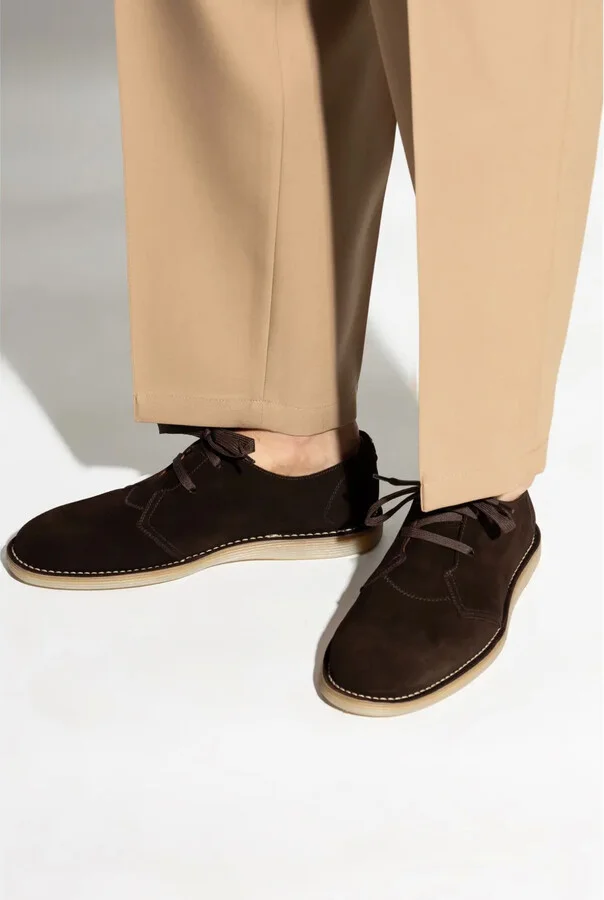 Logo-Tag Suede Derby Shoes - Image 2